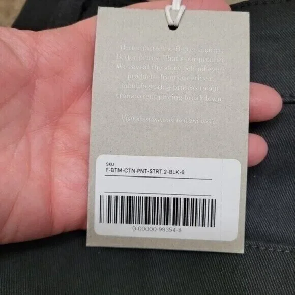 NEW Everlane The Organic Straight-Leg Pant High Rise in Black Size 6 Womens - Picture 7 of 11